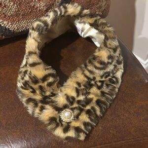 Vintage Leopard Print Faux Fur stole scarf